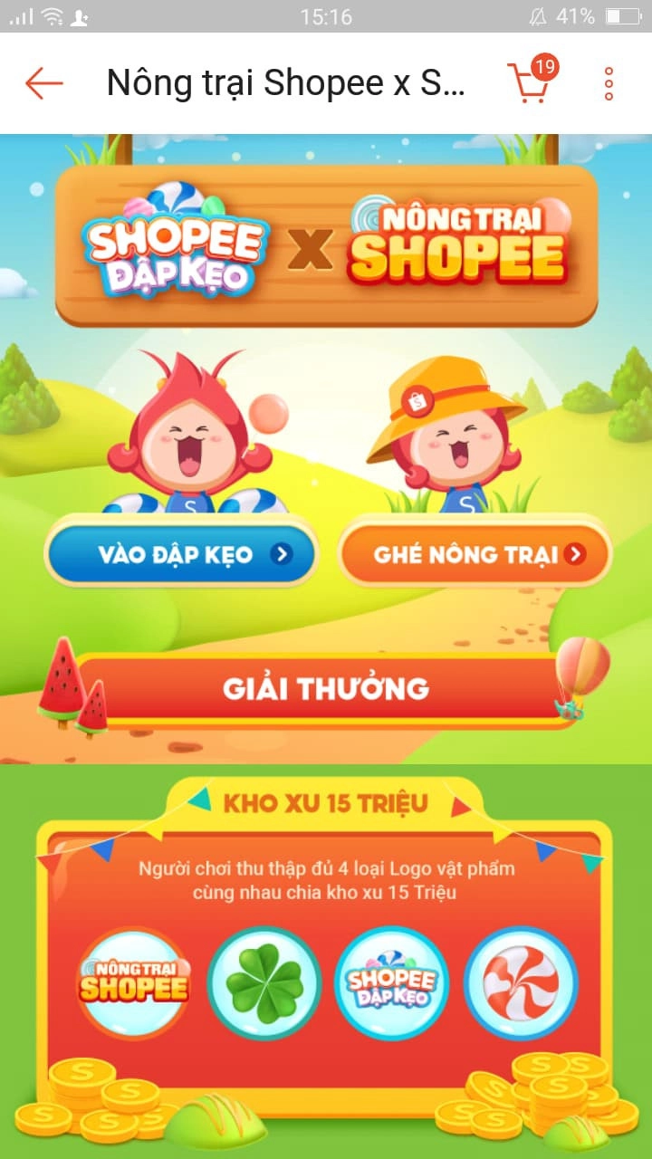 Hình ảnh giao diện game Nông trại shopee