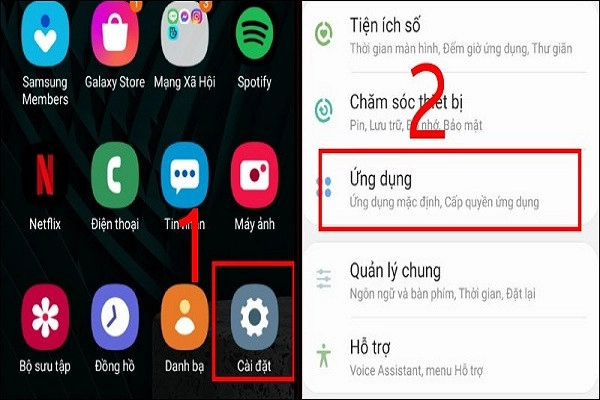 Chọn mục Ứng dụng