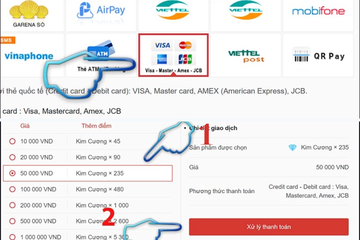 thanh toán qua thẻ Visa, Mastercard