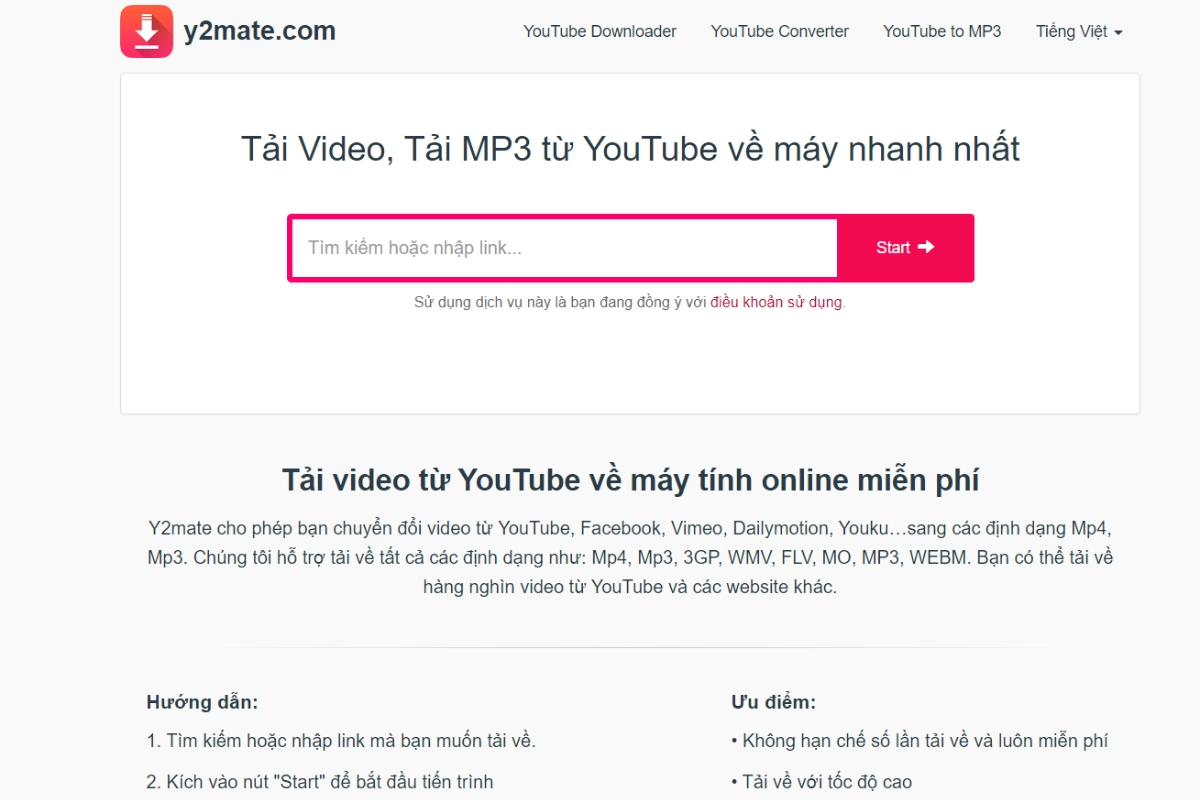 Chuyển đổi nhạc YouTube MP3 từ Y2mate