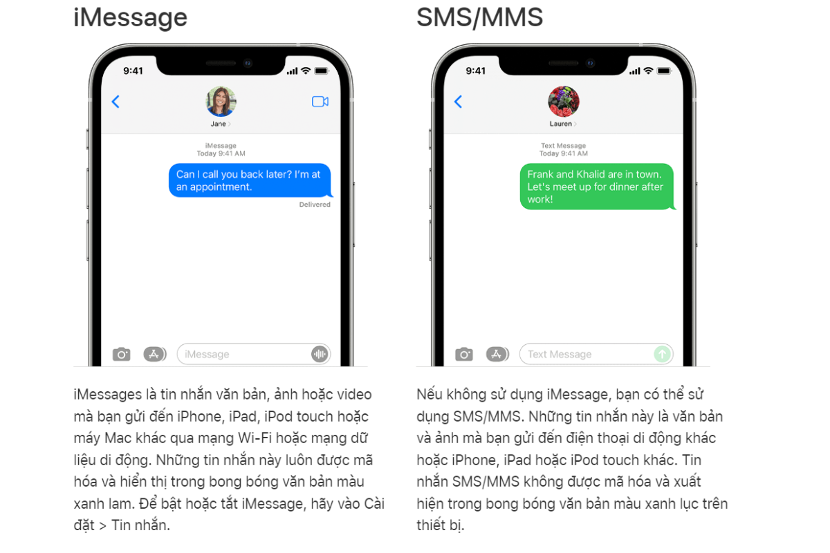 Phân biệt SMS & Imessage