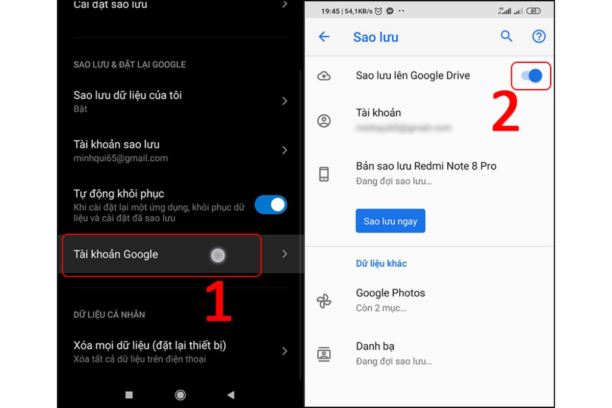 Cách sao lưu Google Drive trên điện thoại