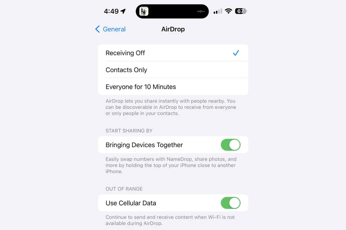 Vẫn sử dụng được AirDrop nếu cả hai chiếc iPhone ở ngoài phạm vi kết nối