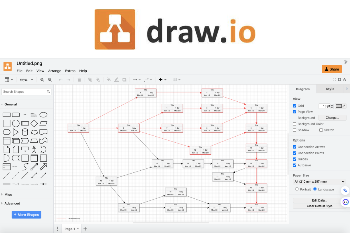 Phần mềm Draw.io cho phép tạo sơ đồ trực tuyến