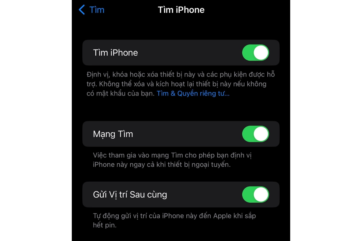 tìm iphone bị mất khi tắt nguồn.2