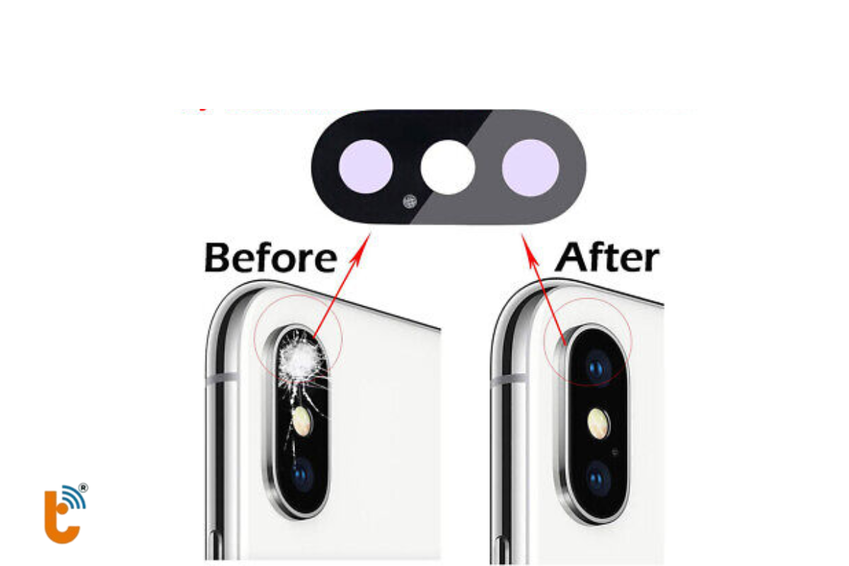 Trước và sau khi thay mặt kính camera sau iPhone Xs Max