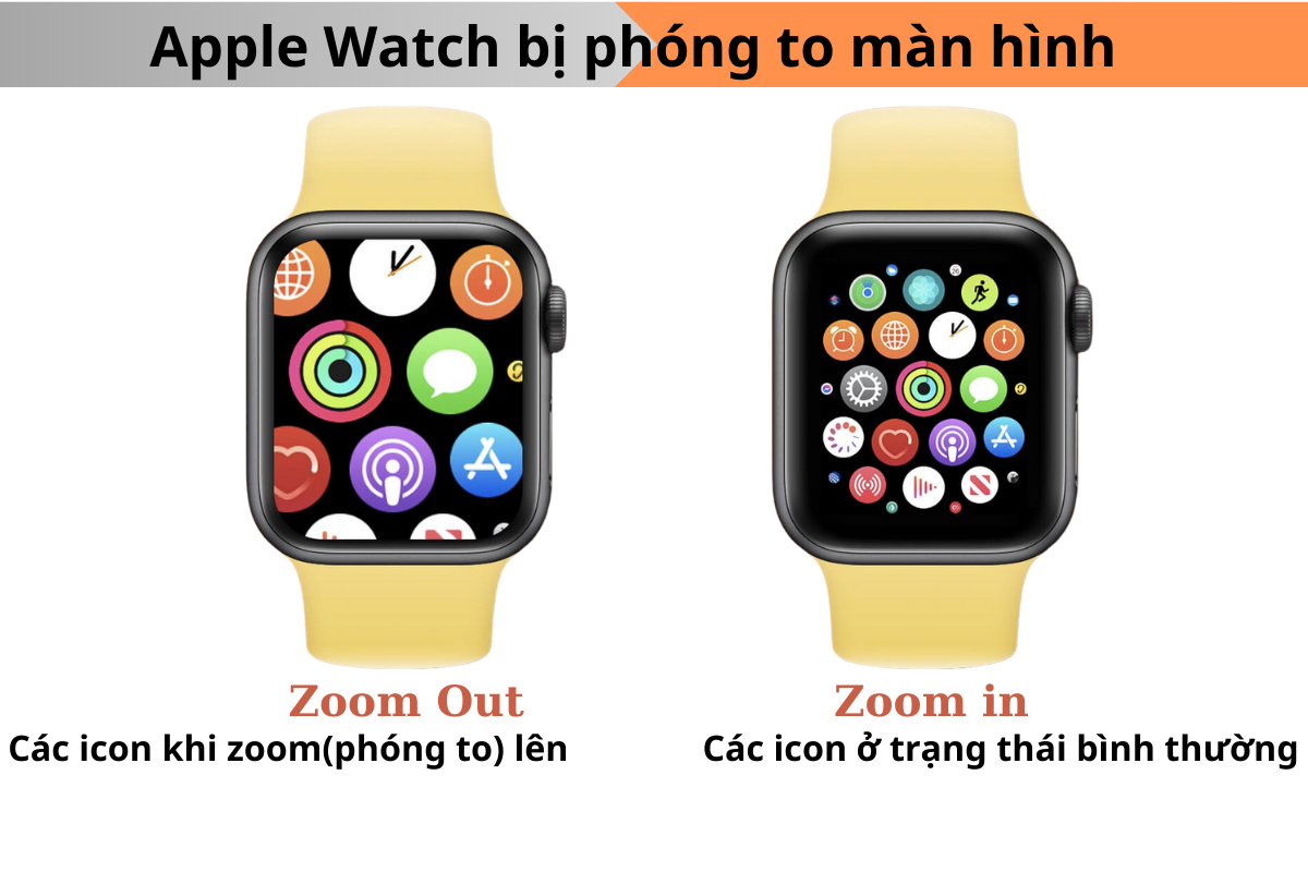 Apple Watch bị phóng to màn hình