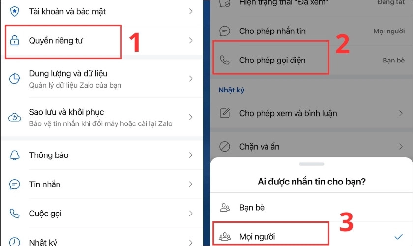 Bật tính năng nhận cuộc gọi từ mọi người