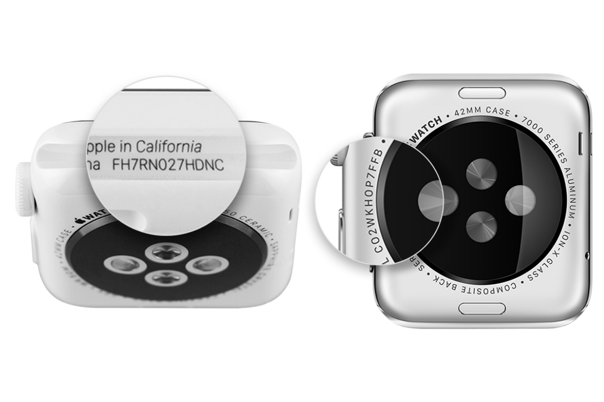 Check Serial của Apple Watch ở mặt lưng sau đồng hồ