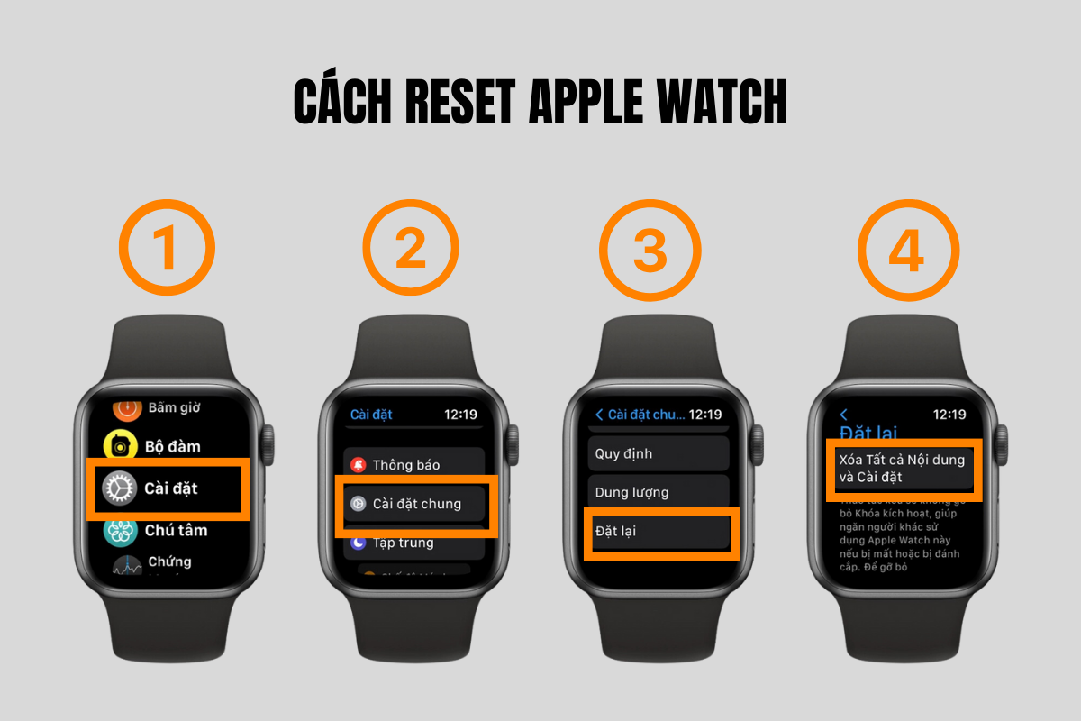 Cách reset lại Apple Watch