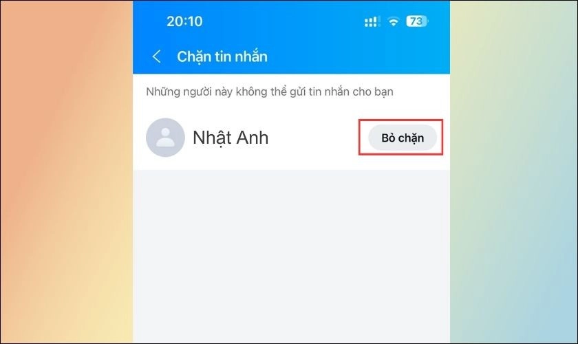 Nhấn vào Bỏ chặn