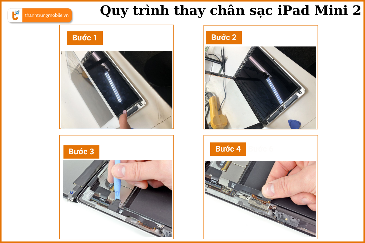 Quy trình thay chân sạc iPad Mini 2, 3, 1