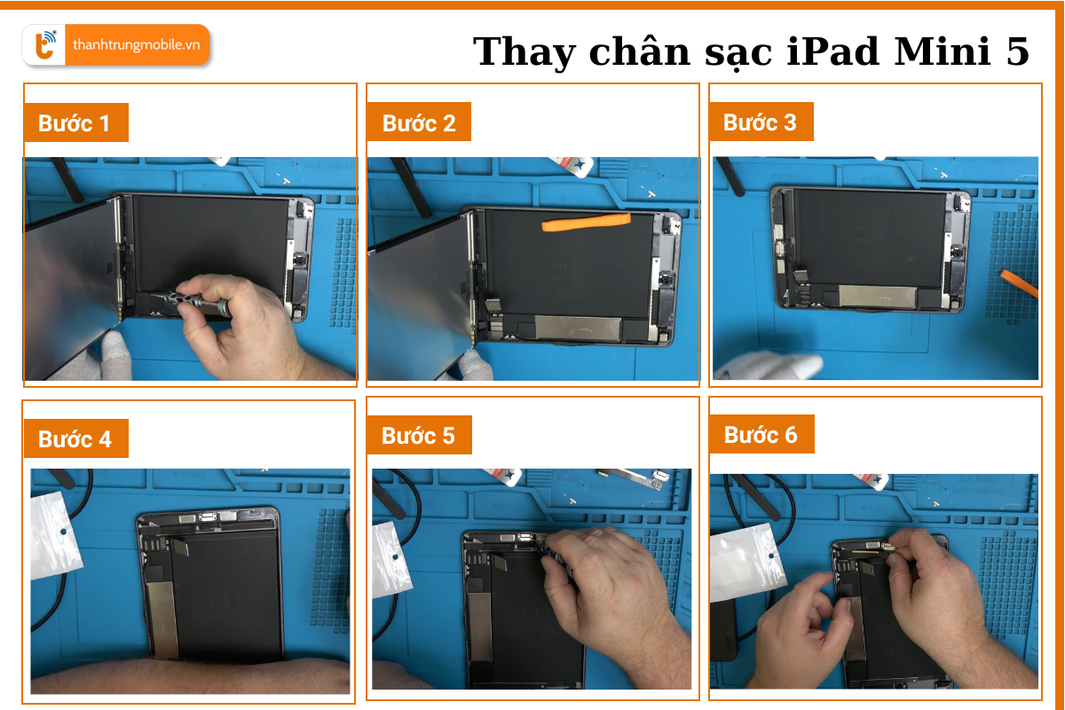 Quy trình thay chân sạc iPad Mini 5