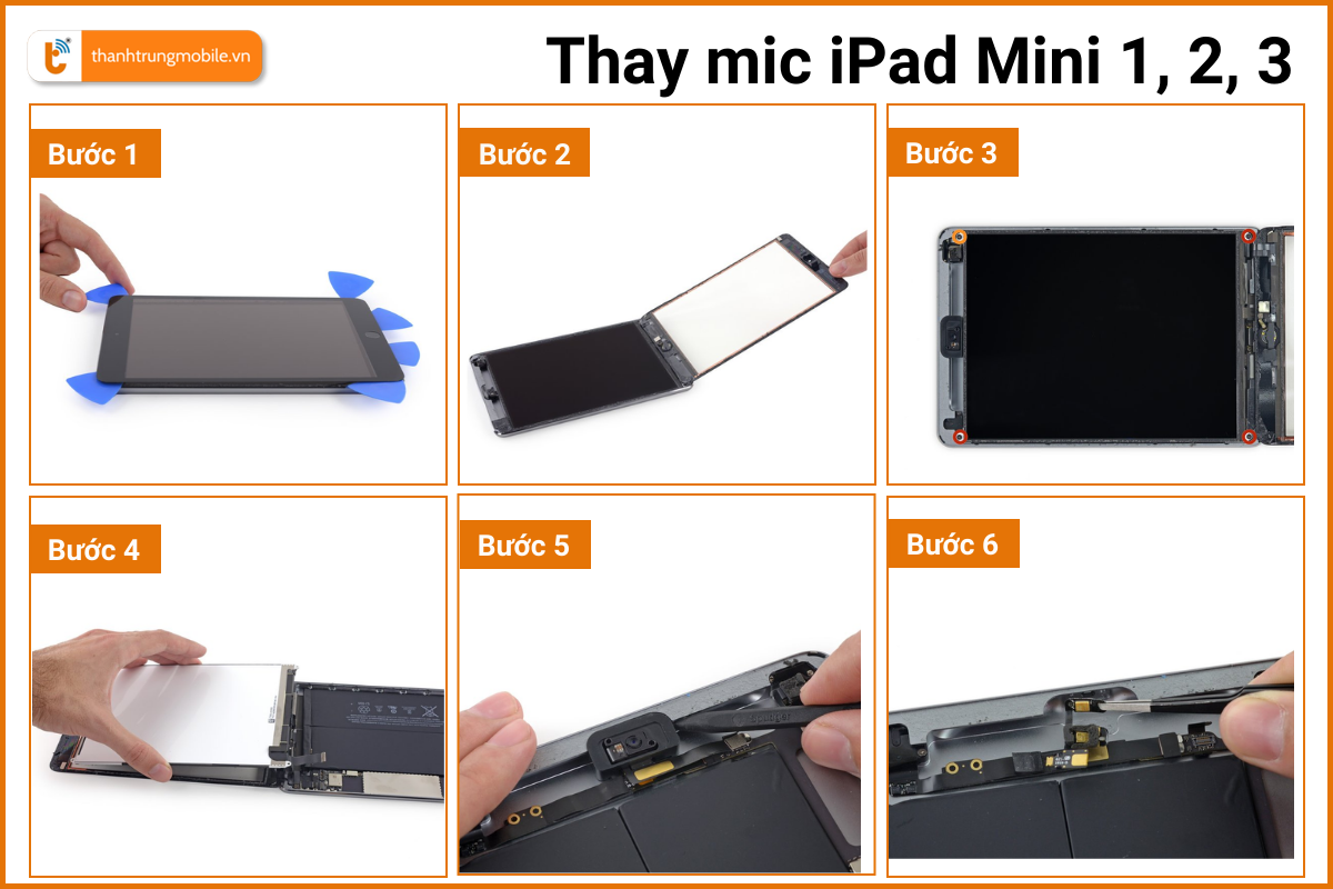 Quy trình thay mic iPad Mini 1,2,3