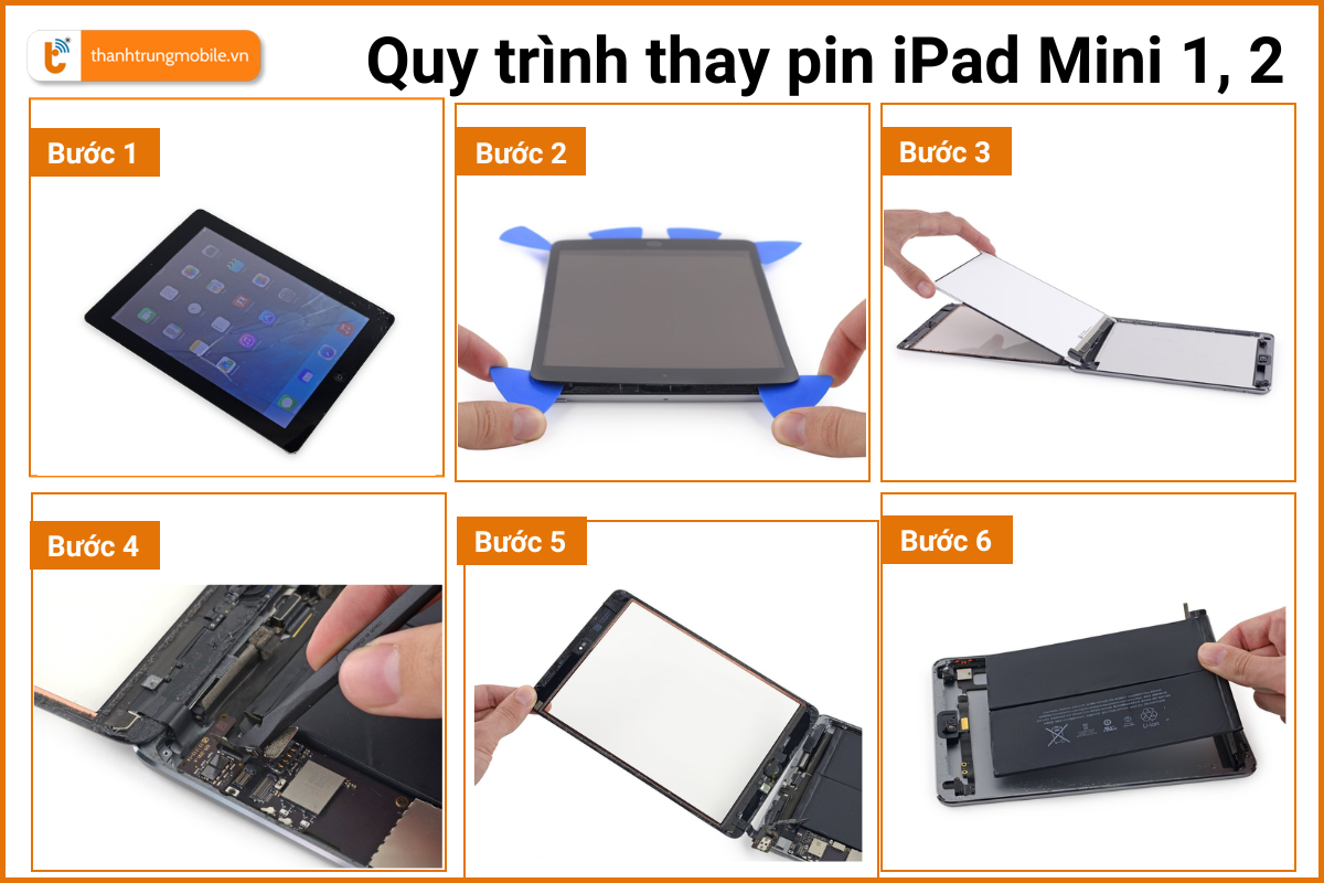 Quy trình thay pin cho iPad Mini 1, 2