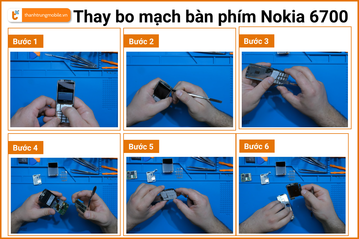 Quy trình thay bo mạch bàn phím Nokia 6700