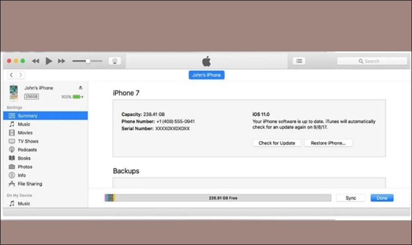 Xem số Serial iPad bằng iTunes