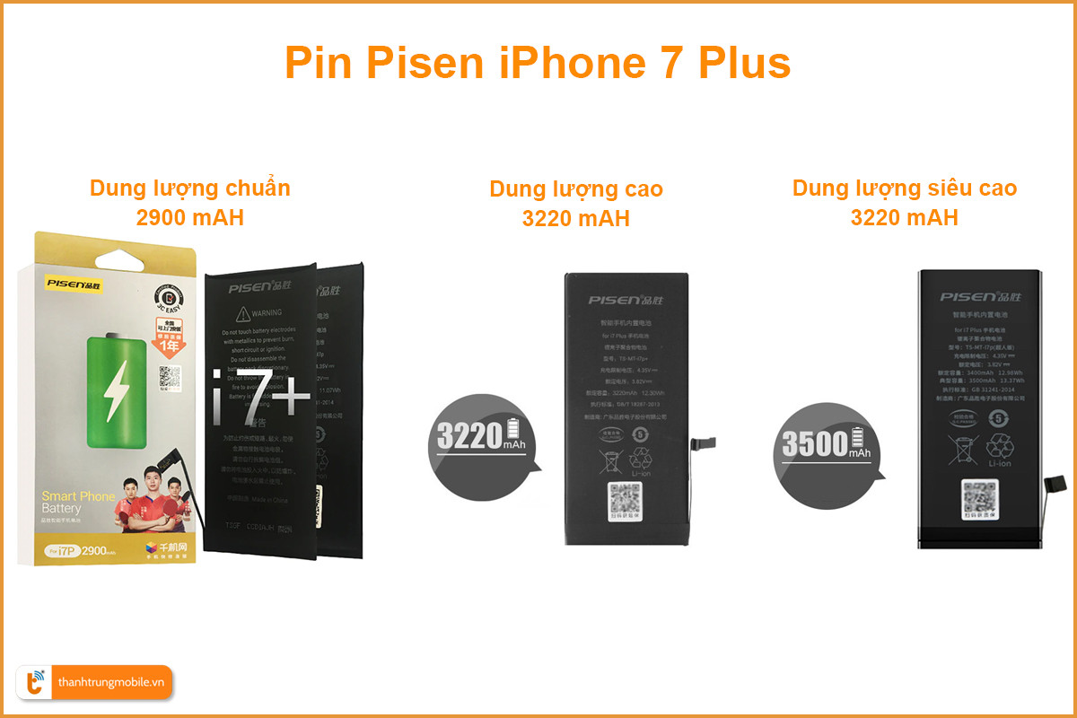 Các loại Pin Pisen iPhone 7 Plus