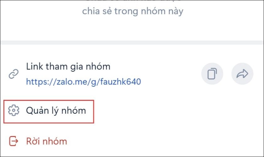 Chọn Quản lý nhóm