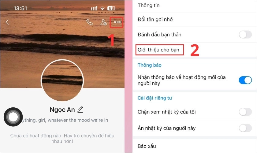 Chọn vào Giới thiệu cho bạn