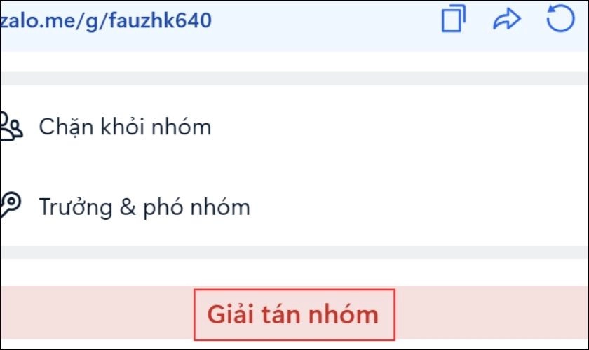 Cuộn xuống và chọn Giải tán nhóm