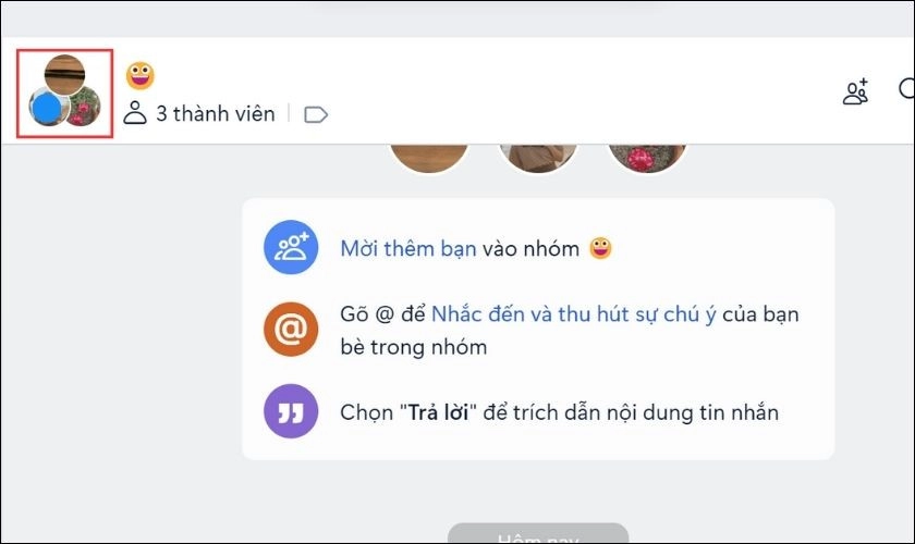 Nhấp vào ảnh đại diện của nhóm