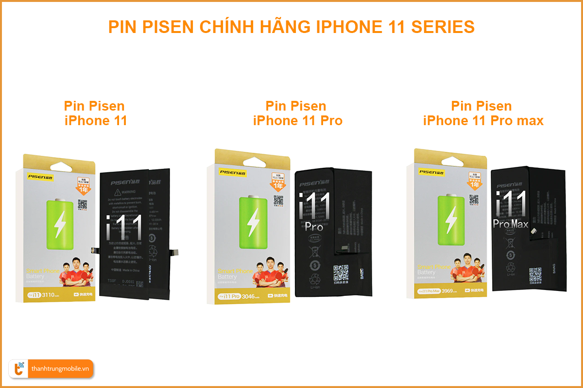 Pin chính hãng Pisen iPhone 11, 11 Pro, 11 Pro max