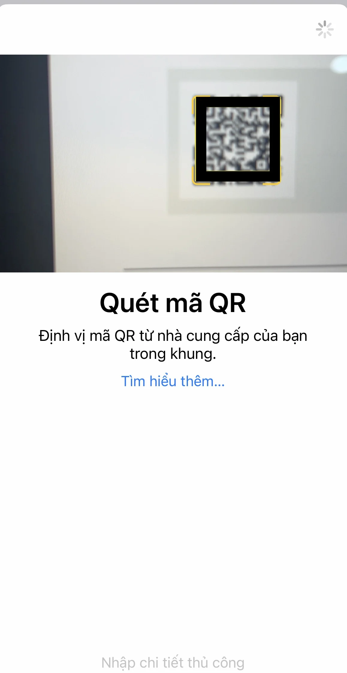 Quét mã QR nhận được trong mail để kích hoạt