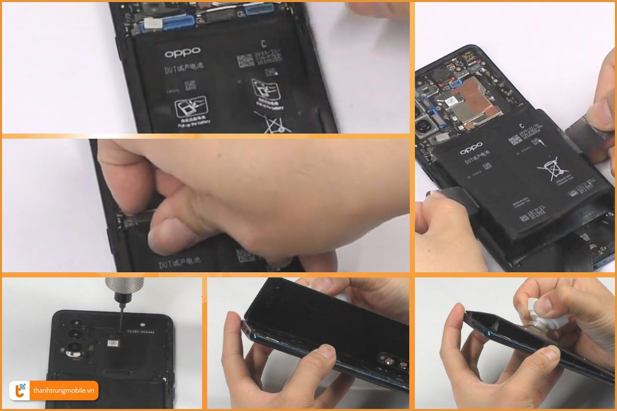 Các bước tháo pin Oppo Find X2 - Thành Trung Mobile