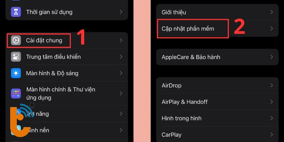 Chọn Cập nhật phần mềm