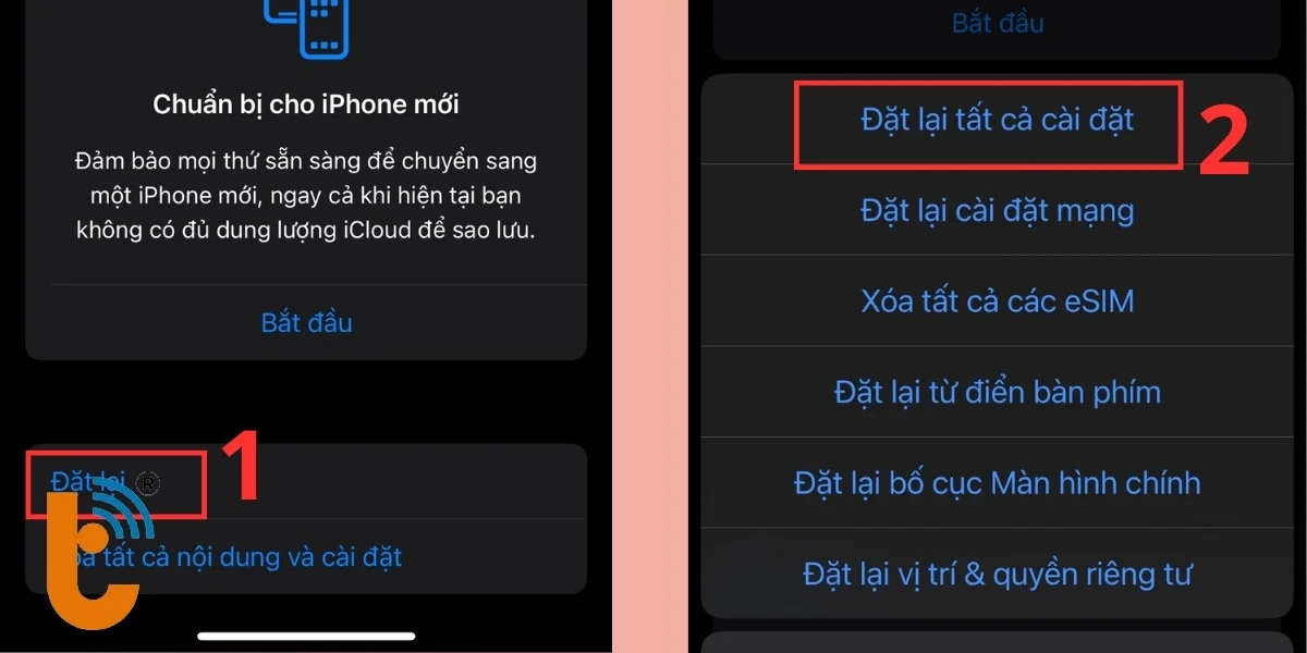 Chọn Đặt lại tất cả cài đặt