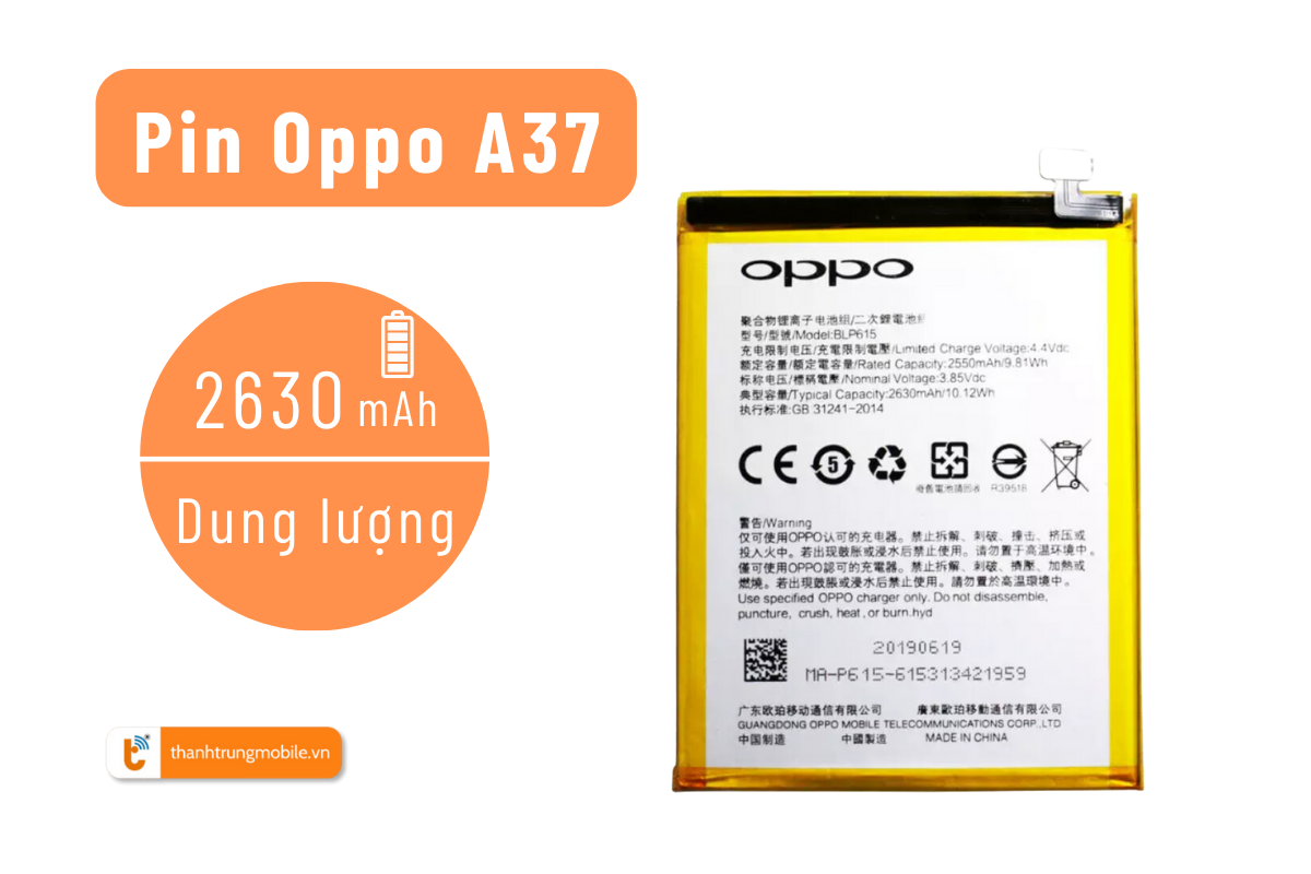 dung lượng pin Oppo A37