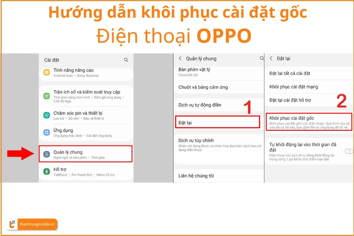 Hướng dẫn khôi phục cài đặt gốc điện thoại Oppo