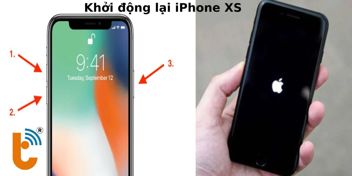 khởi động lại iPhone XS 