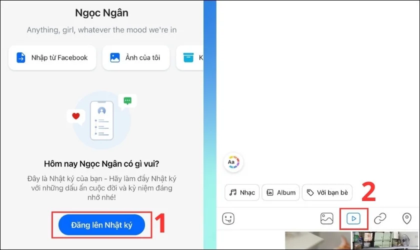 Nhấn vào biểu tượng Video