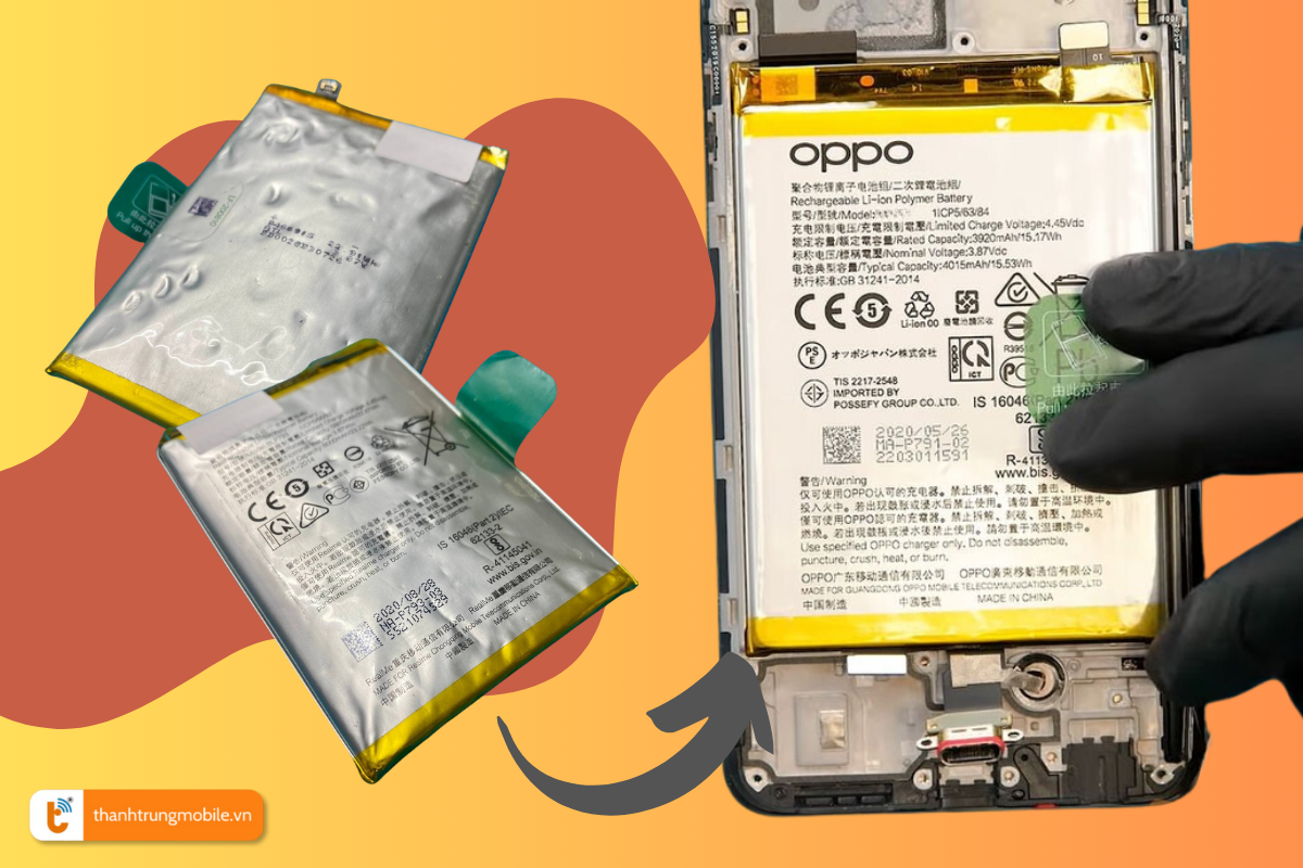 Pin Oppo A93 bị phồng cần phải thay pin mới ngay 