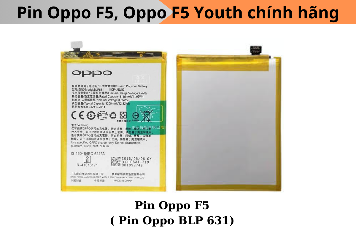 Pin Oppo F5, Oppo F5 Youth chính hãng