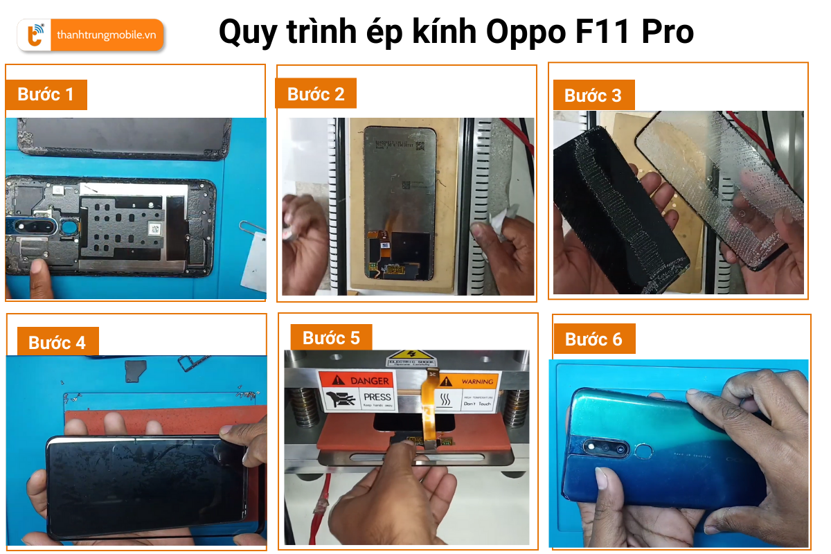 Quy trình ép kính Oppo F11 Pro