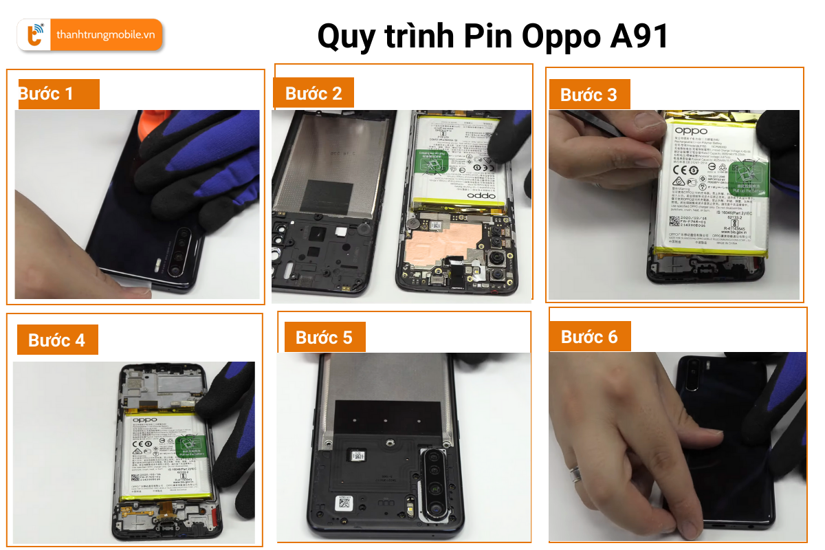 Quy trình thay pin Oppo A91