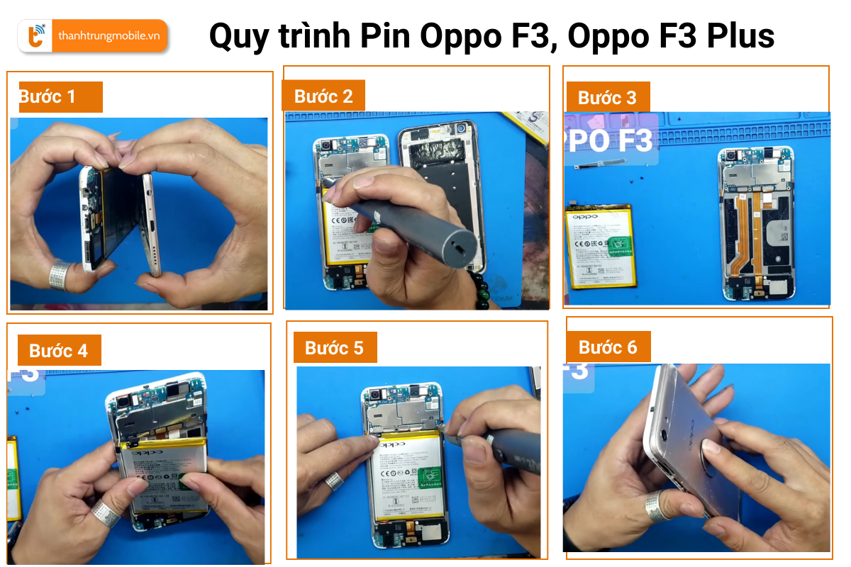 Quy trình thay pin Oppo F3