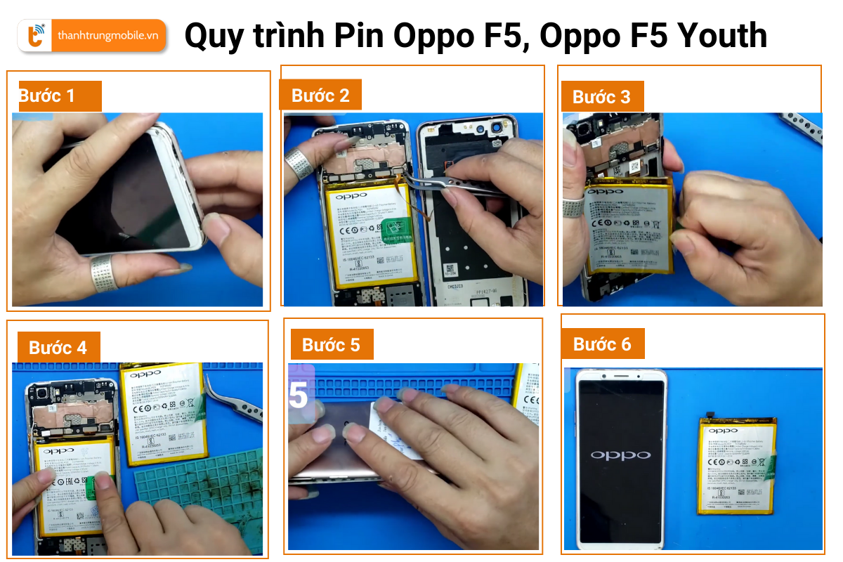 Quy trình thay pin Oppo F5