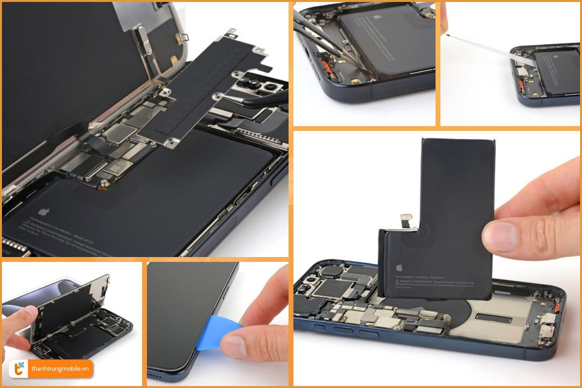 Quy trình tháo máy thay pin iPhone 15 Pro max - Thành Trung Mobile 