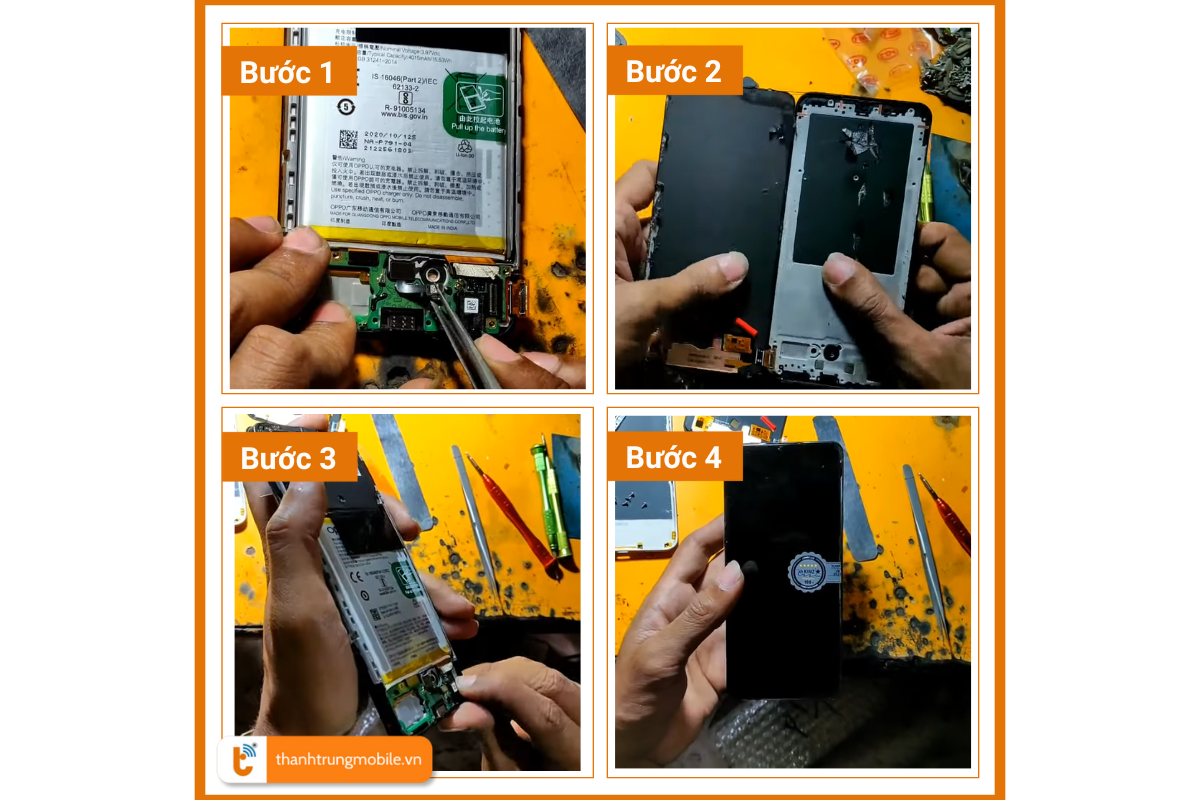 Quy trình thay màn hình điện thoại Oppo F17 tại Thành Trung Mobile