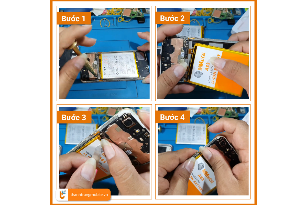 Quy trình thay pin điện thoại Oppo A83 tại Thành Trung Mobile
