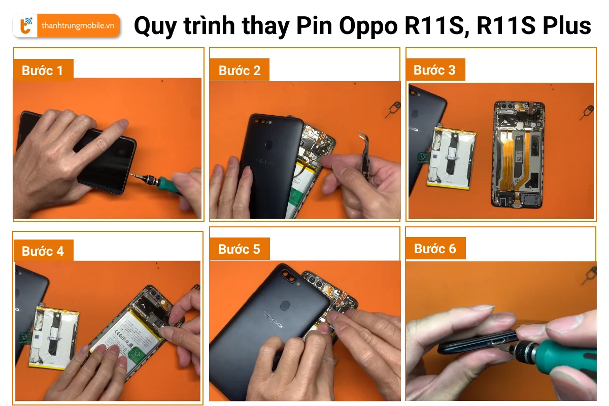 Quy trình thay pin Oppo R11S, R11S Plus, R11, R11 Plus tại Thành Trung Mobile