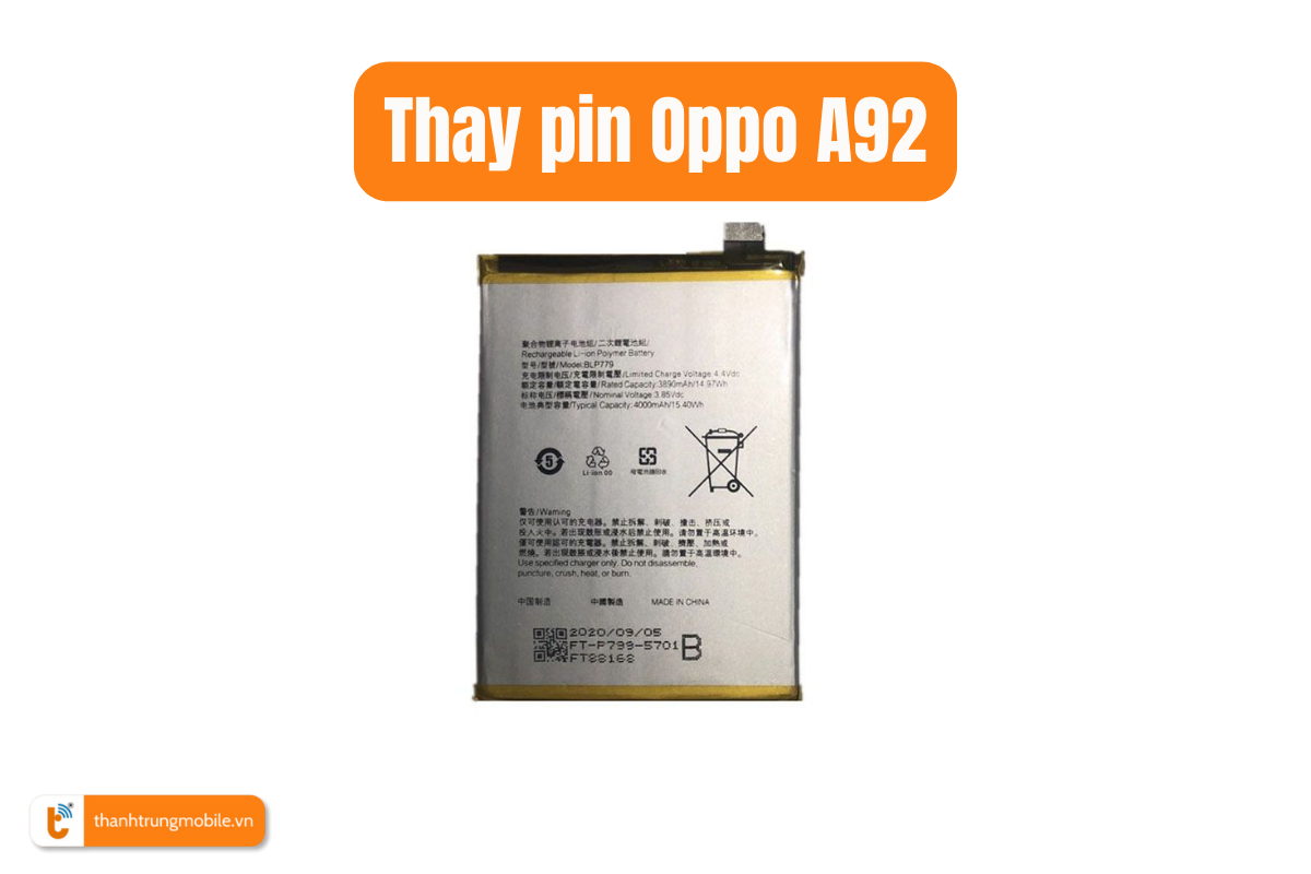 Thay pin Oppo A92 zin 