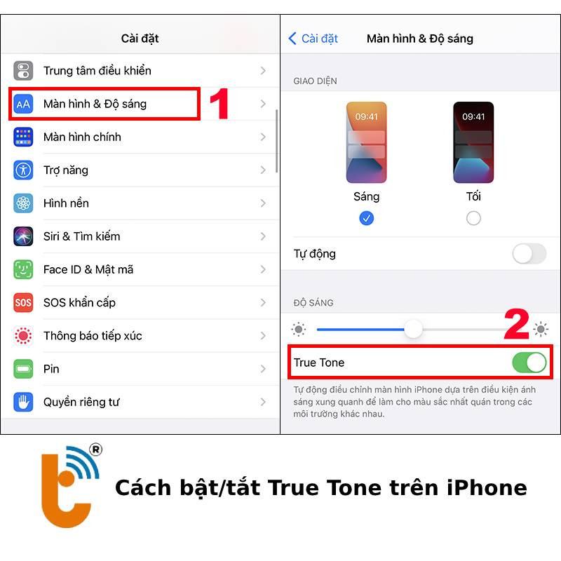 Cách bật tắt True Tone trên iPhone
