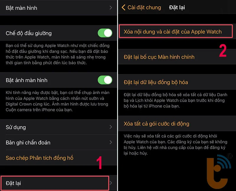 khôi phục Apple Watch về cài đặt gốc