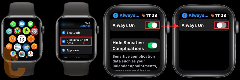 Các bước tắt Always On Display trực tiếp trên Apple Watch