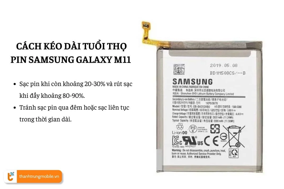 cach keo dai tuoi tho pin samsung m11